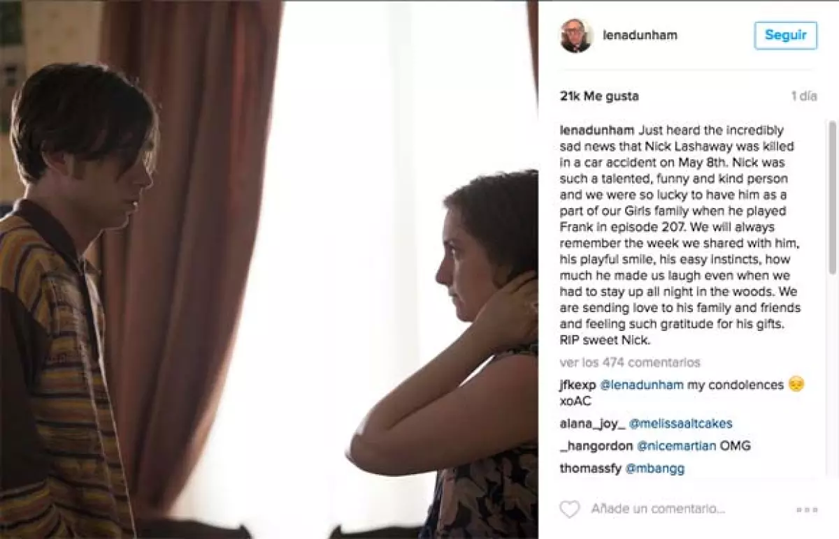 Nick participó en un epidodio de la segunda temporada de Girls como el hermano de Jessa, ahí fue donde compartió cámara con Lena Dunham.