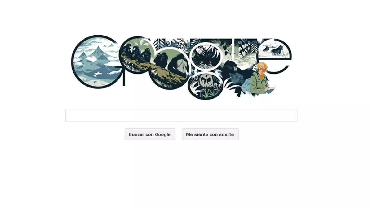 dian fossey, doodle, internet,gorilas, activista, homenaje, google, libro, pelicula