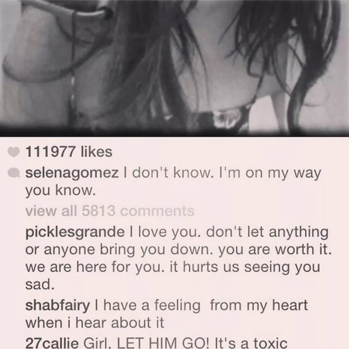 Selena aseguró que escucha a sus fans con esta imagen.