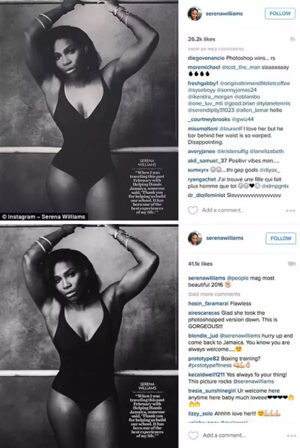 Daily Mail logró captar la primera foto (la retocada) y la segunda que compartió corrigiendo su error de Photoshop.