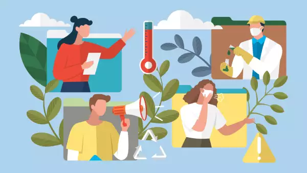 Scientists people set. Science lab worker, chemical researchers during meeting on global warming. Laboratory creative scientist job, medicine workers characters men and women in protective masks