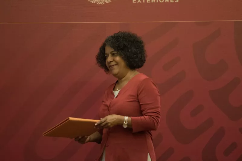 CIUDAD DE MÉXICO, 08OCTUBRE2019.- María Candelaria Ochoa Ávalos, Comisionada Nacional para Prevenir y Erradicar la Violencia contra las Mujeres (CONAVIM), durante el evento conmemorativo sobre la ratificación de la Convención Interamericana para Prevenir, Sancionar y Erradicar la Violencia contra la Mujer, en la cancillería.  
FOTO: MOISÉS PABLO /CUARTOSCURO.COM