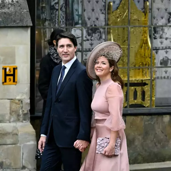 Justin Trudeau y Sophie Trudeau en la coronación del rey Carlos III