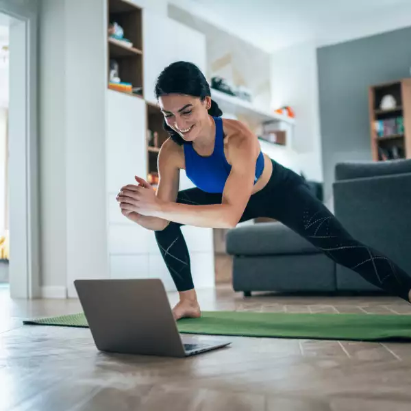 Woman working out at home