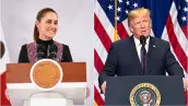 La presidenta Claudia Sheinbaum y el presidente Donald Trump durante un acto público.