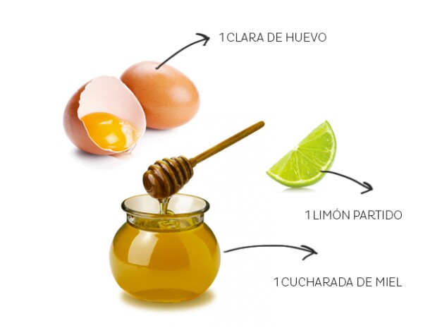 Usarás una clara de huevo, un limón exprimido y una cucharada de miel de abeja.