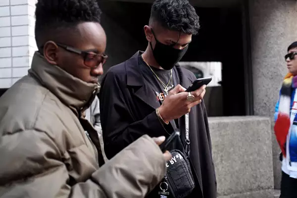 Street Style, Fall Winter 2018, London Fashion Week Men's, UK - 06 Jan 2018