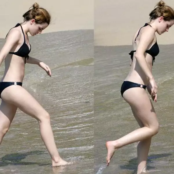 La joven estrella británica, Emma Watson, en una playa de Jamaica.