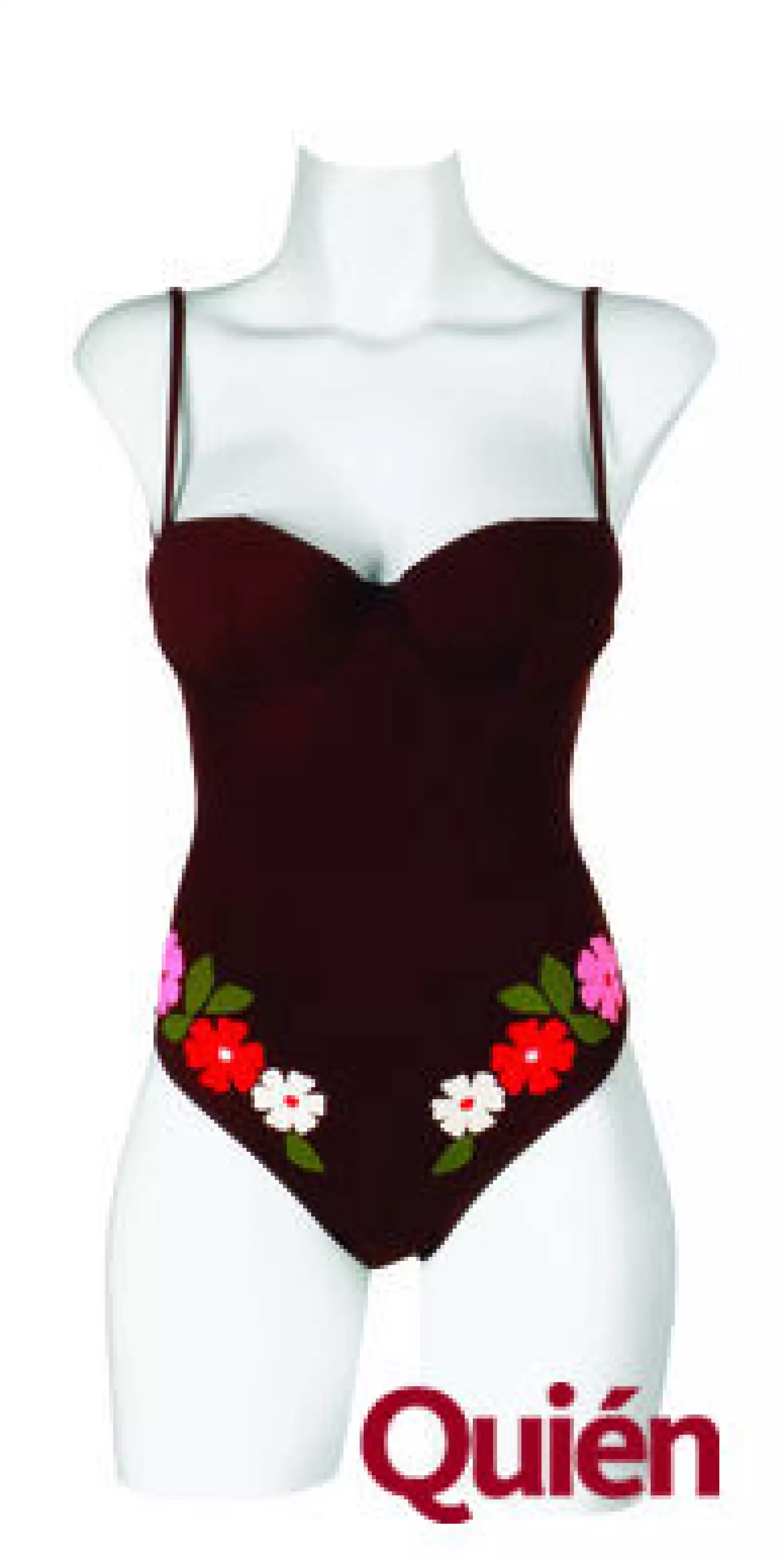 Traje de Baño con flores, copas remarcadas y escote en la espalda. De Moschino