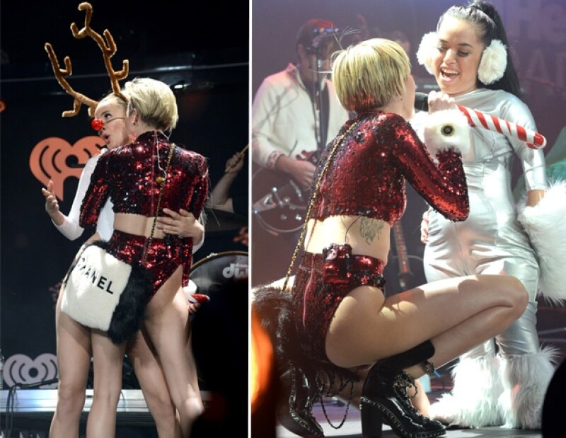Miley lució un atuendo ad hoc a la época navideña.