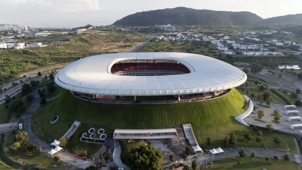Vista panorámica del estadio de las Chivas, ubicado en el municipio de Zapopán, al oeste del área metropolitana de Guadalajara, Jalisco.