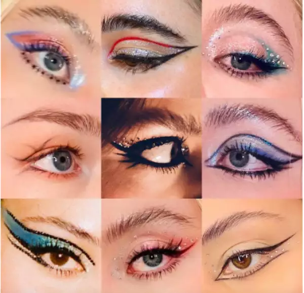 maquillaje con glitter y aplicaciones