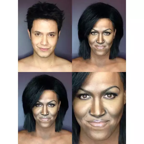 Esta es la imagen que el maquillista subió a su Instagram al haber terminado de caracterizarse como Michelle Obama.