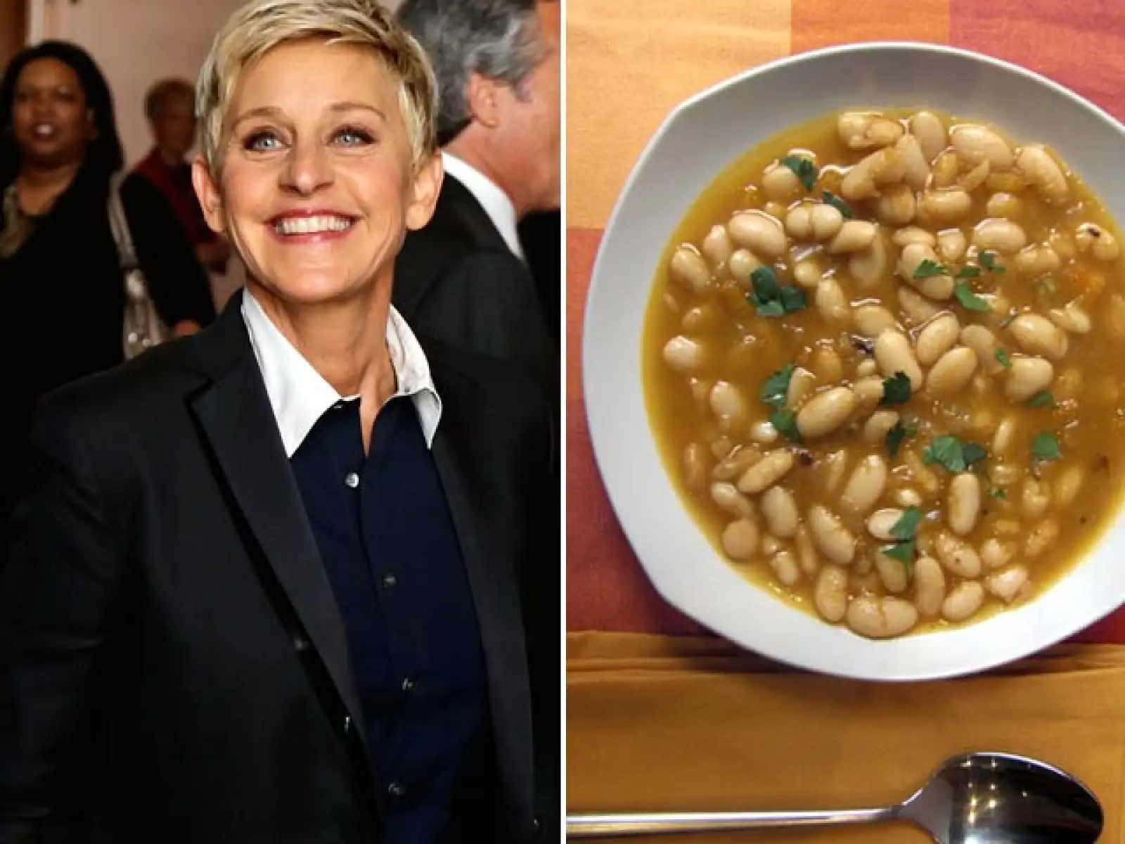 Ellen DeGeneres también es vegetariana y el plato de sopa con alubias.