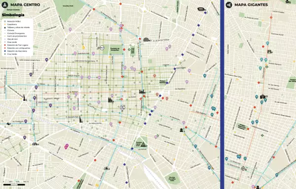 Mapa de ciclovías en el centro de Guadalajara