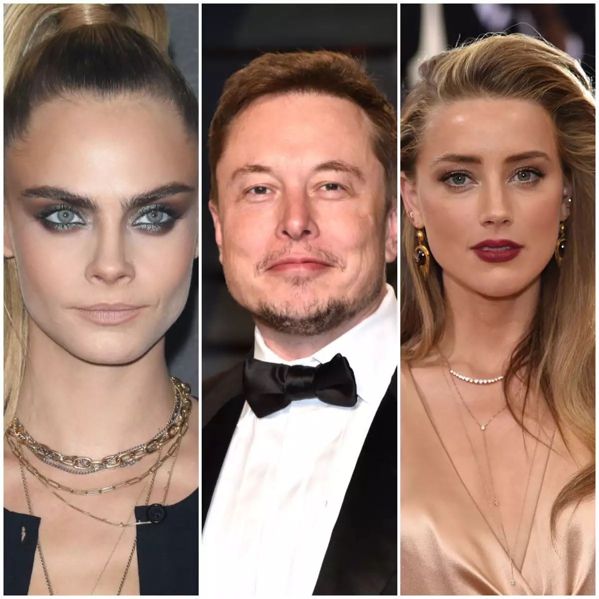 Cara Delevingne, Elon Musk y Amber Heard.