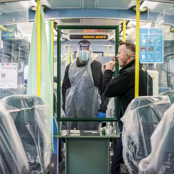 Railway Staff Get Covid Tested Inside A Brighton Train Carriage