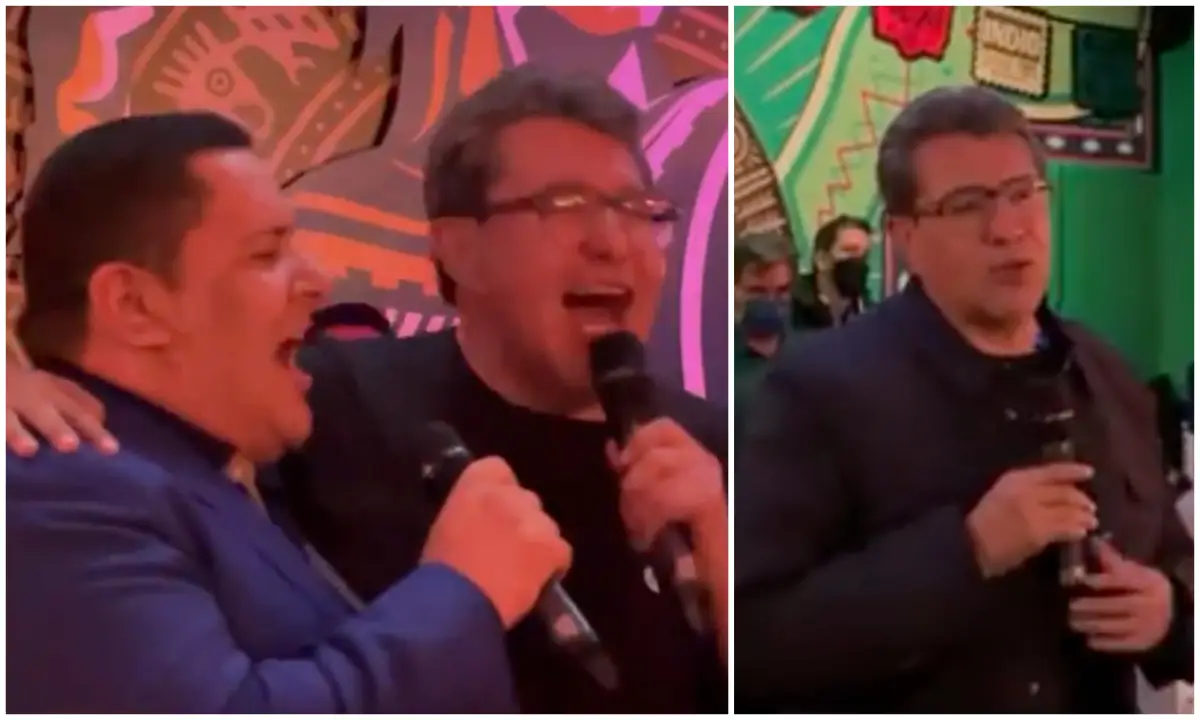El senador morenista Ricardo Monreal canta