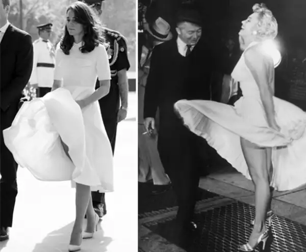Kate Middleton también sufrió un momento muy parecido a Marilyn, ¿lo observas?