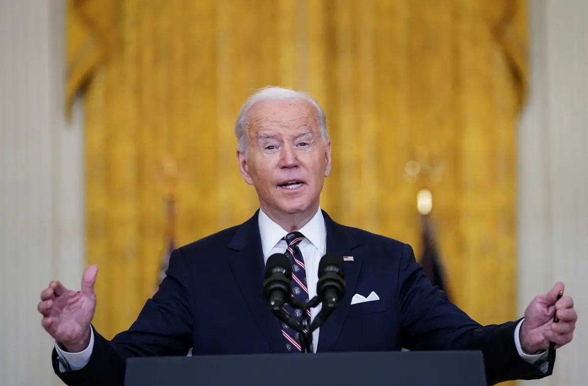 El presidente de Estados Unidos, Joe Biden, anuncia sanciones contra Rusia en la Casa Blanca.