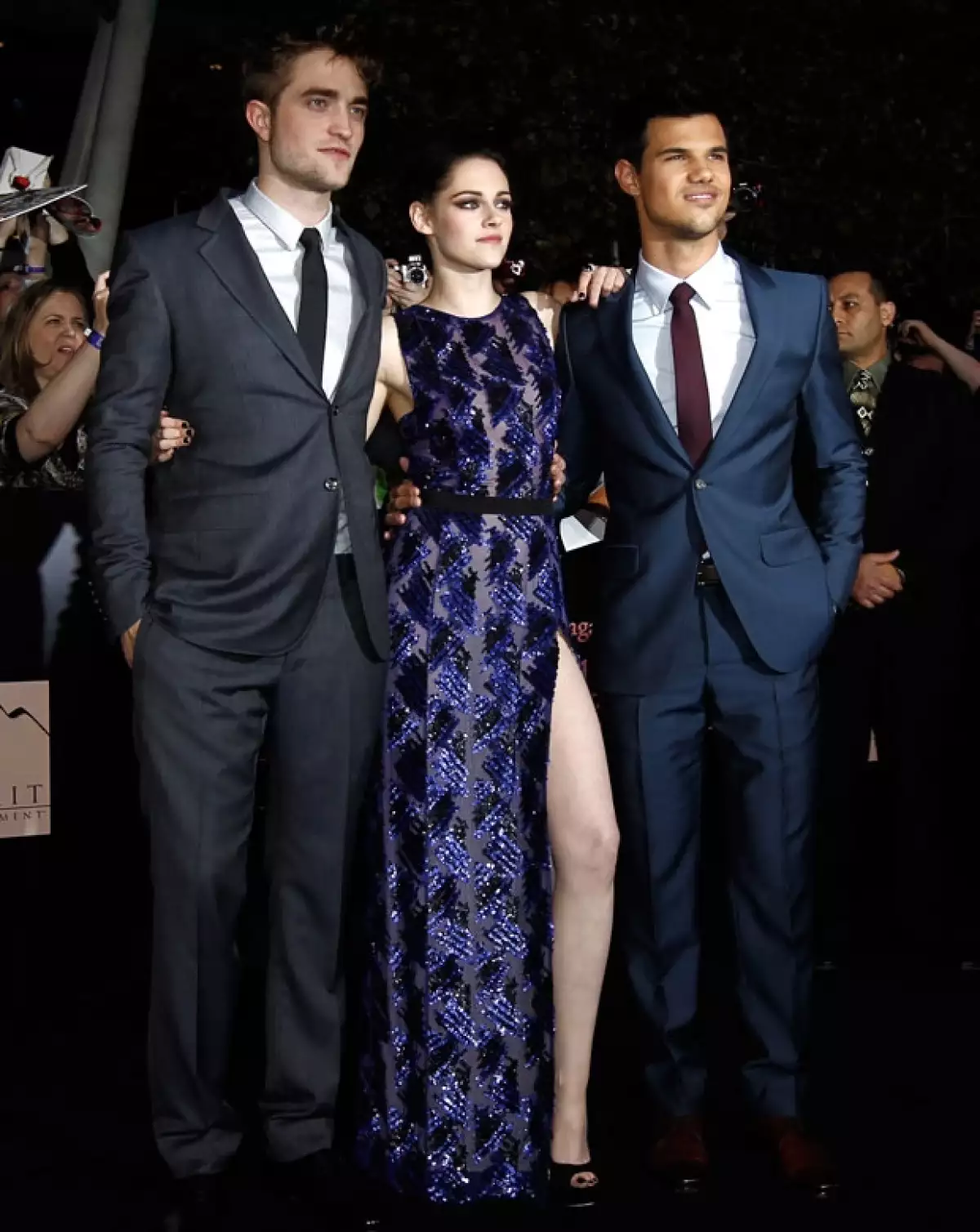 Aquí los tres protagonistas: Robert Pattinson, Kristen Stewart y Taylor Lautner.