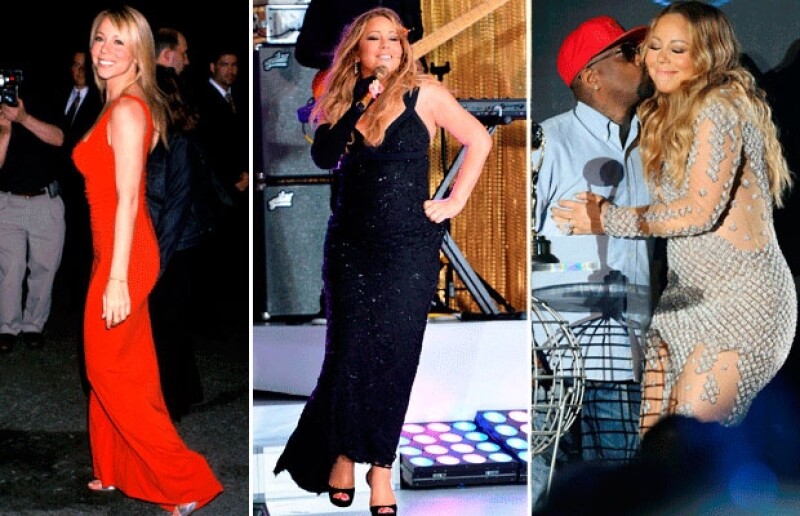 Mariah Carey no ha recuperado su figura tras tener a sus gemelos en 2011. La imagen de la izquierda fue tomada en el año 2000 y las de la derecha corresponden a este año.