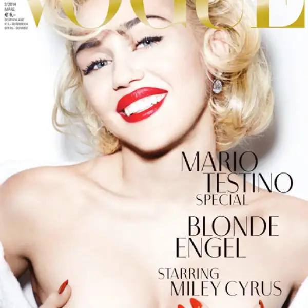 La irreverente Miley Cyrus se convirtió en una sofisticada Marilyn para Vogue Alemania.