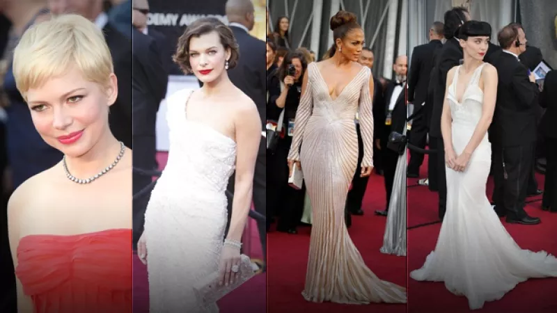 Algunas actrices en la alfombra roja de los Oscar 2012