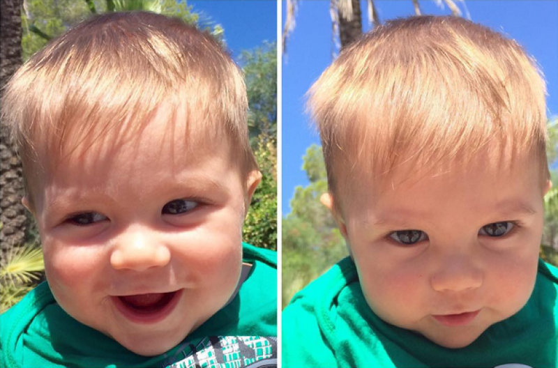 Es un bebé súper sonriente.