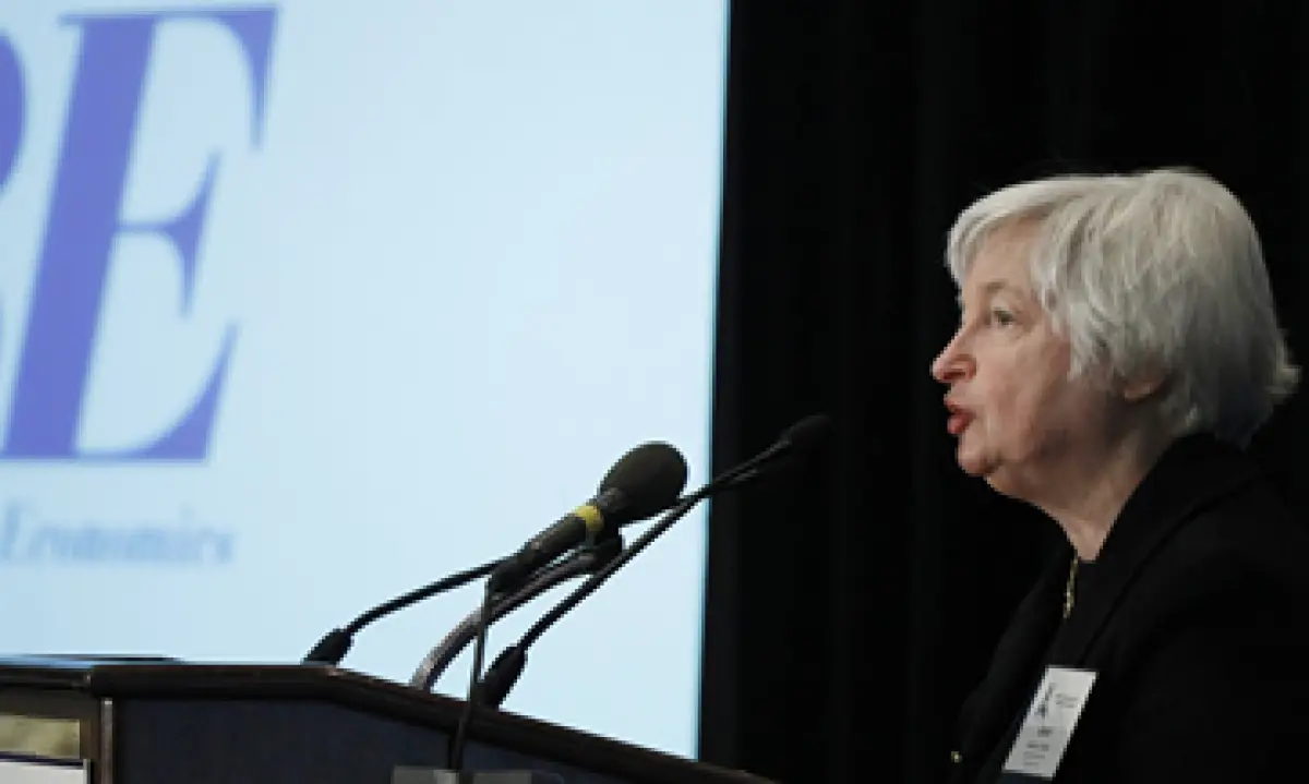 Janet Yellen en la conferencia en Washington de este lunes. (Foto: Reuters)