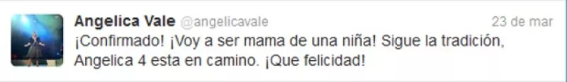 La actriz y cantante mexicana confirmó vía Twitter que tendrá una niña, noticia que le dio gran felicidad.