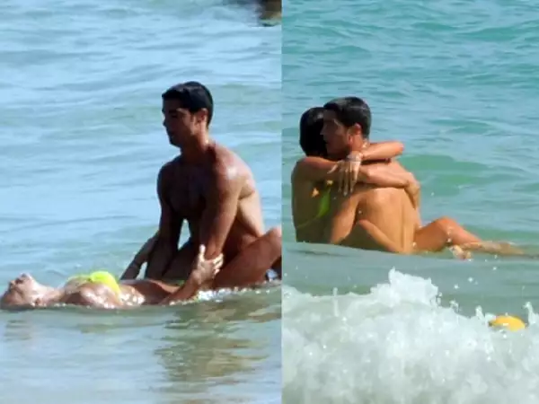 La pareja disfrutó cada momento en la playa.
