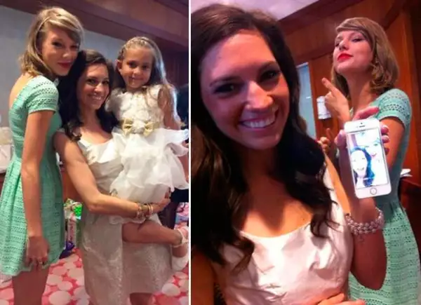 La cantante accedió a fotografiarse con la festejada y sus invitados.