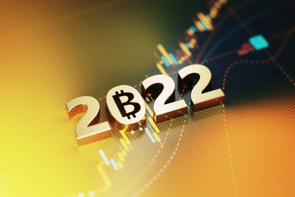 Símbolo de bitcoin dentro del año 2022