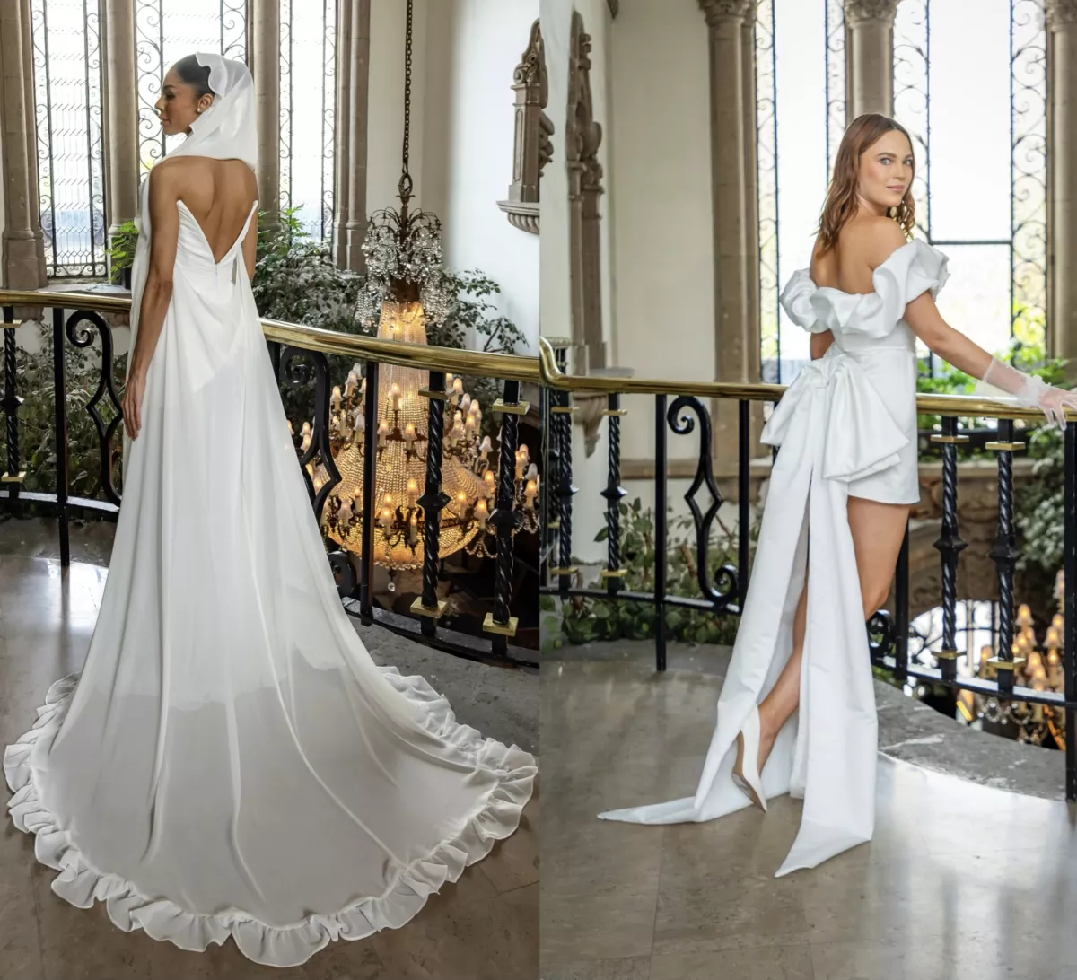 Vestidos Waterfall con velo y Cloud Mini 