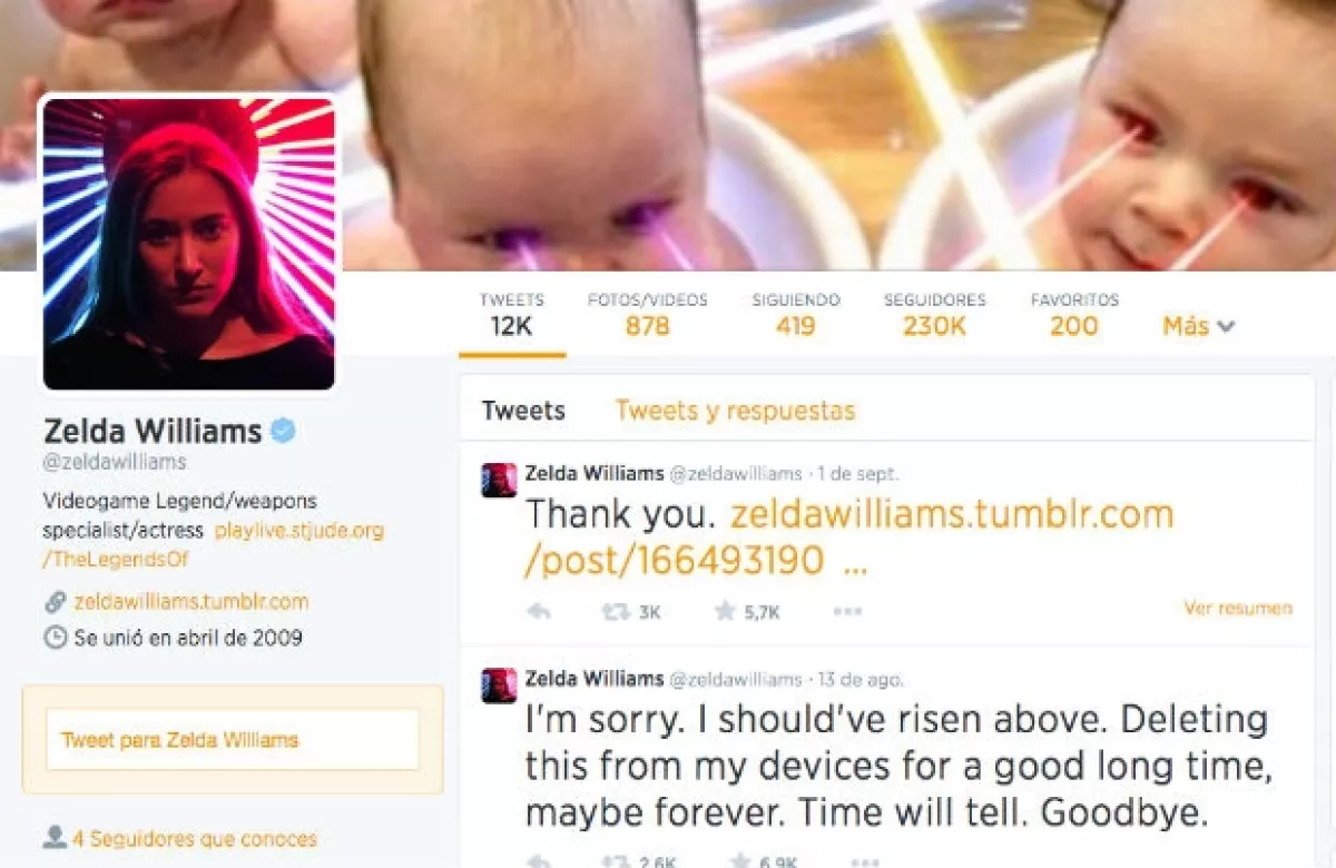 Zelda regresó a Twitter el pasado 1º de septiembre; tiene más de 230 mil seguidores.
