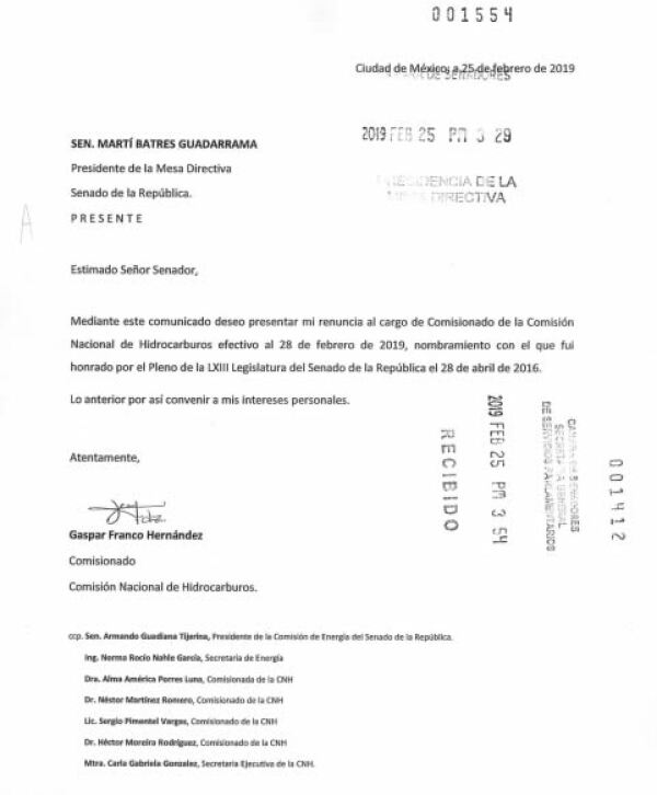 Carta gaspar franco