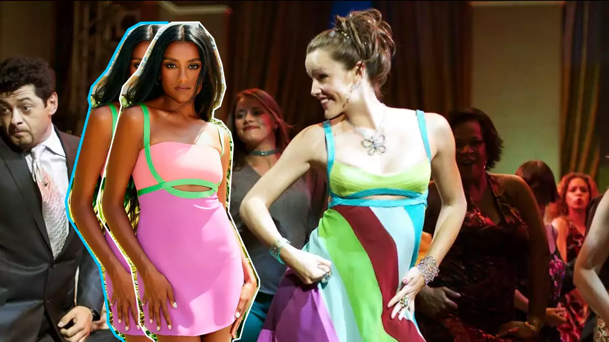 Simone Ashley usa la versión Versace del vestido icónico de Si tuviera 30.