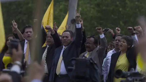 La protesta estuvo encabeza por la dirigencia del partido del sol azteca.