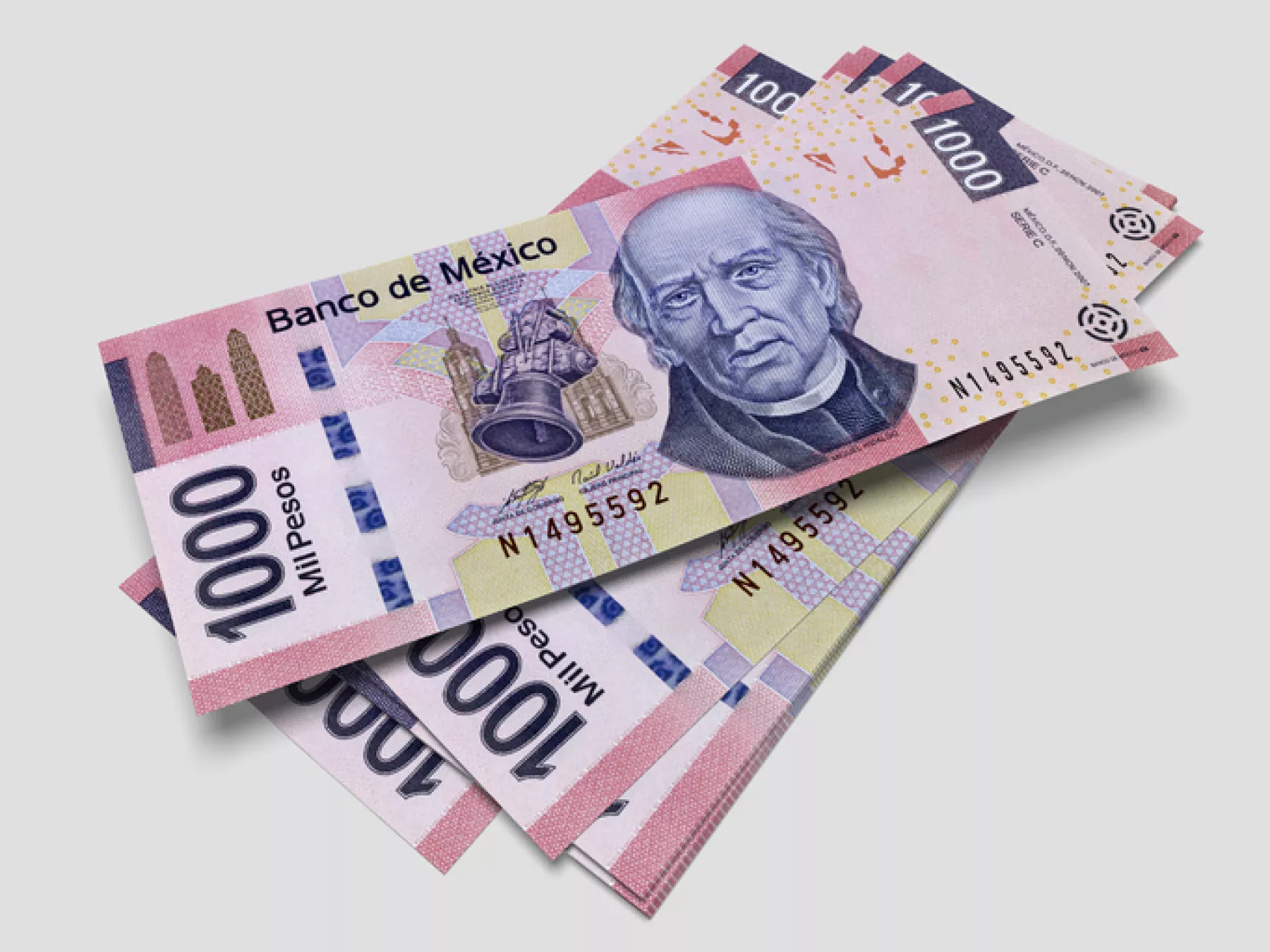 Some bills of one thousand Mexican pesos