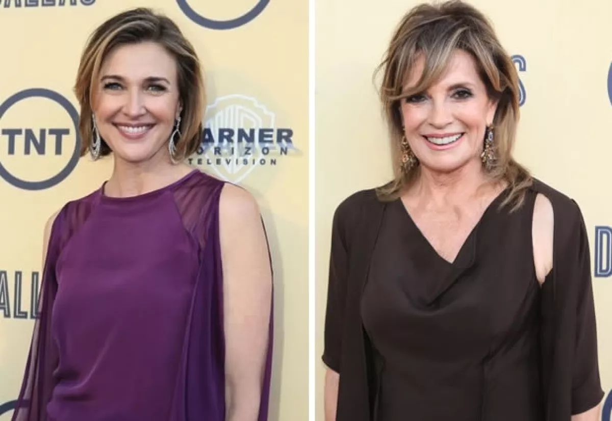 Brenda Strong y Linda Gray como Ann y Sue Ellen Ewing.