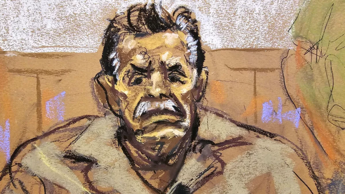 Accused Mexican former drug lord Ismael "El Mayo" Zambada sits at the courthouse in Brooklyn, New York