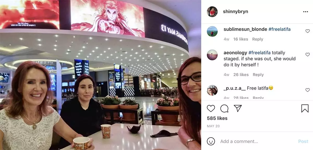 Esta es la primera foto que publicó la amiga de la princesa Latifa tras las acusaciones contra su padre.