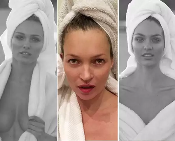 Kate Moss (centro) fue la primera en posar para la `Towel Series´.