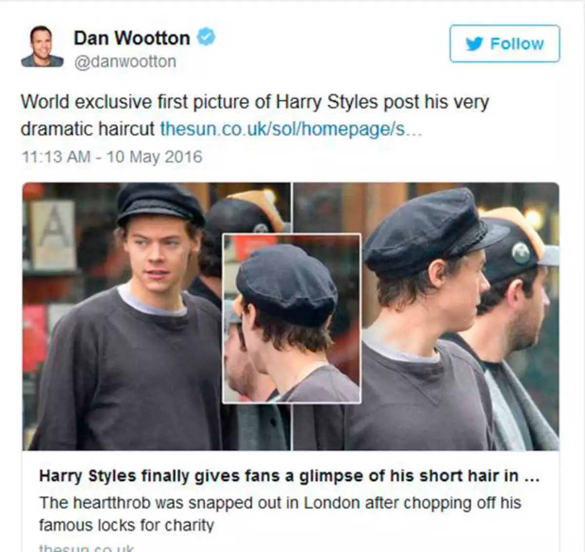 El diario The Sun captó las primeras imágenes del cantante con su nuevo look.