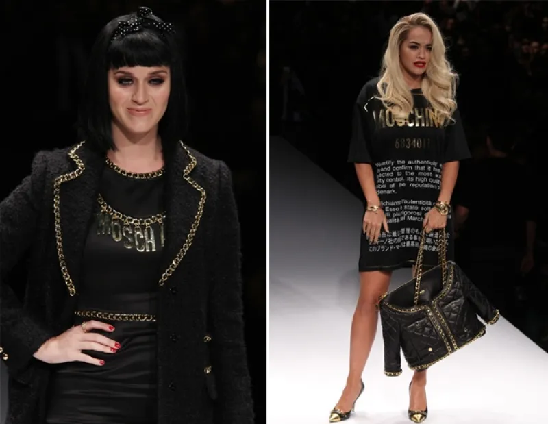 Ayer las cantantes asistieron al debut de Jeremy Scott para Moschino en Milan Fashion Week, donde las dos se convirtieron en modelos por unos minutos, aunque horas antes, se divertían en Londres.