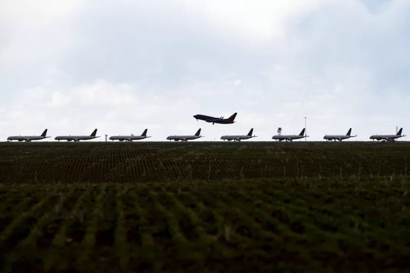 United Planes Sit Parked At Denver International Airport, As The Coronavirus Pandemic Severely Halts Airline Travel