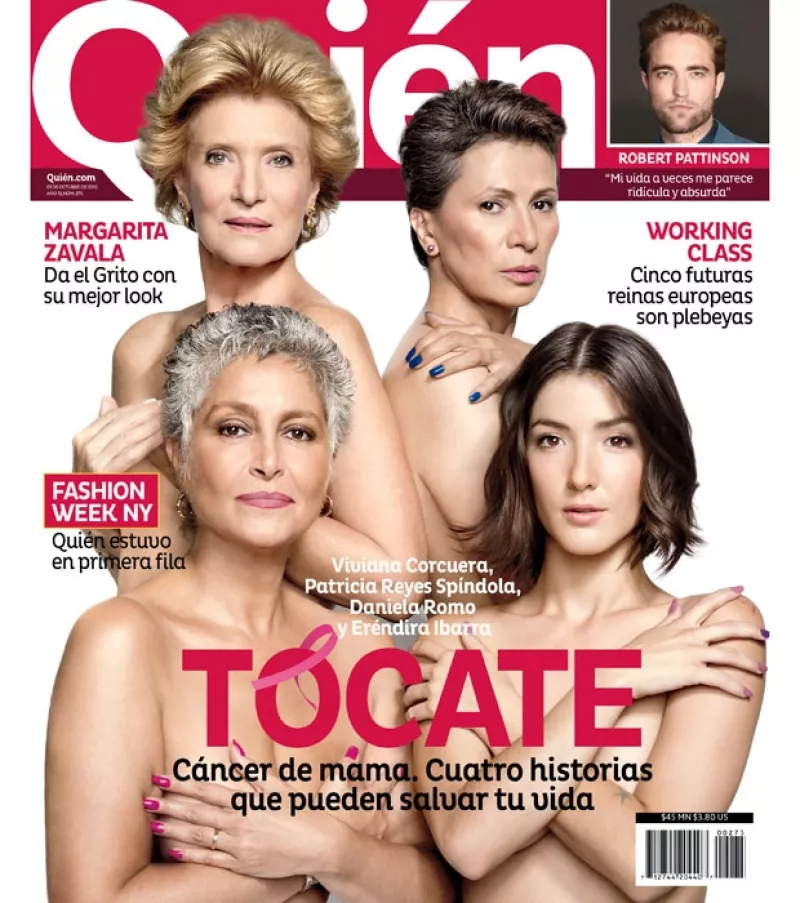 La lente de Pedro Torres fue testigo de esta portada en la que Viviana Corcuera, Patricia Reyes Spíndola, Daniela Romo y Eréndira Ibarra se convierten en voceras de la campaña Octubre Rosa.