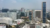Imagen aérea del corredor inmobiliario Polanco en la Ciudad de México. 