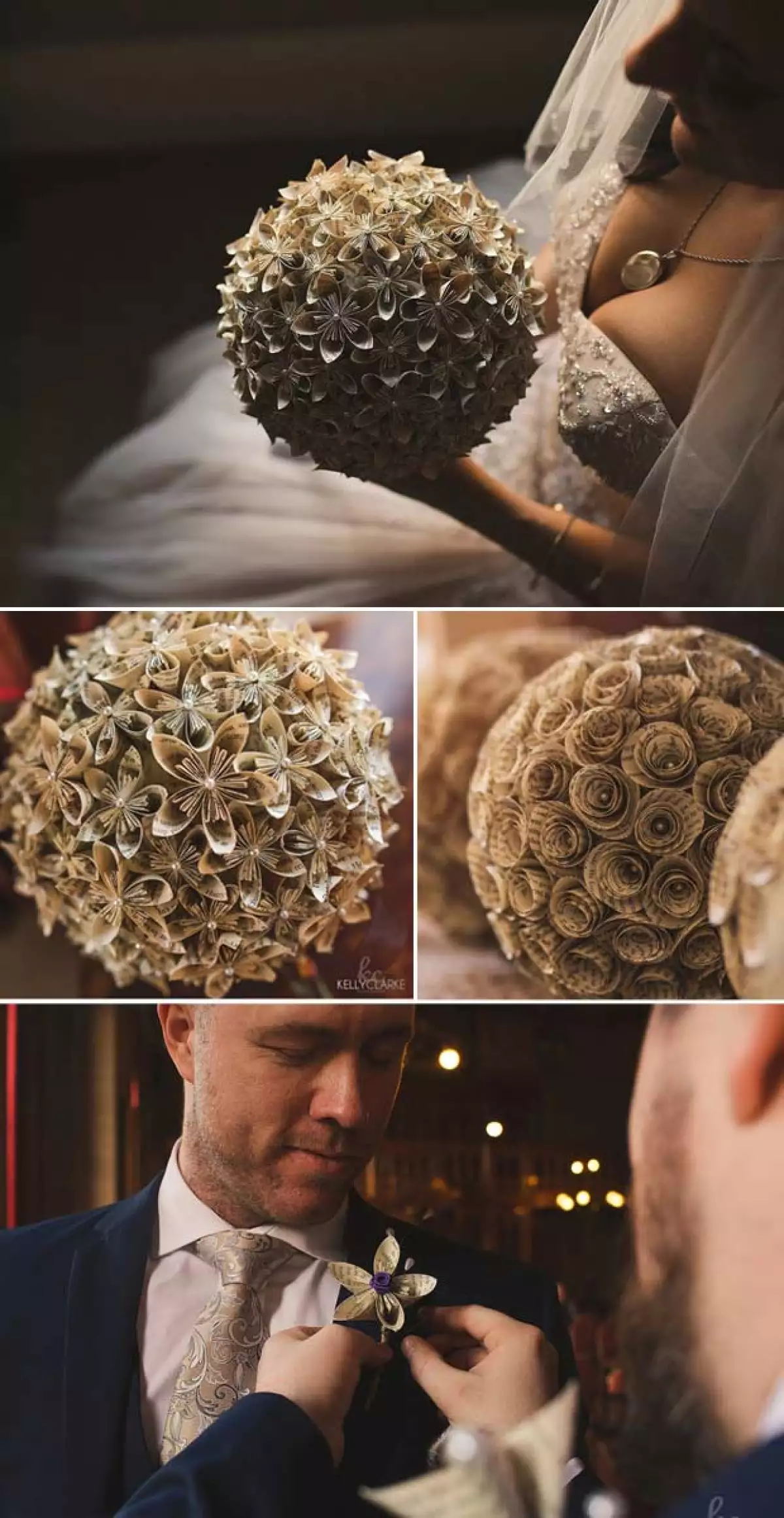 El bouquet fue hecho de los libros de Harry Potter.